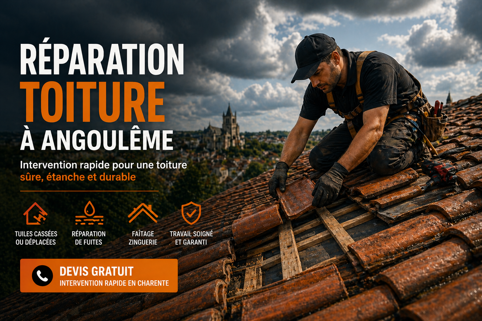 réparation toiture Angoulême entreprise Bogey réparation tuiles fuite toiture Charente