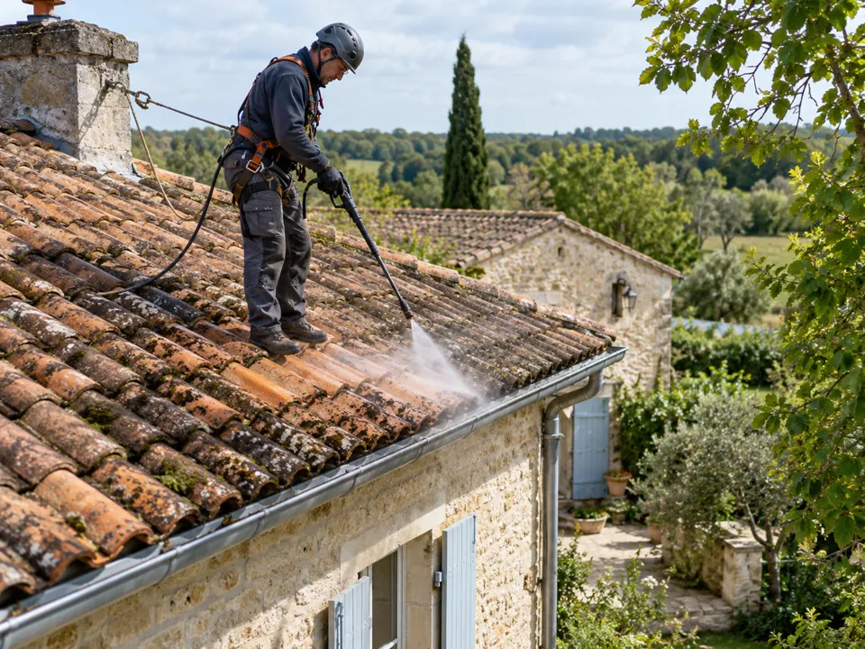 Illustration pour Chaillevette : À Chaillevette, entretenir les tuiles avant de choisir un traitement.