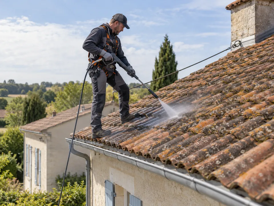 Un entretien des tuiles préparé à Chasseneuil-sur-Bonnieure Illustration pour Chasseneuil-sur-Bonnieure : Un entretien des tuiles préparé à Chasseneuil-sur-Bonnieure.