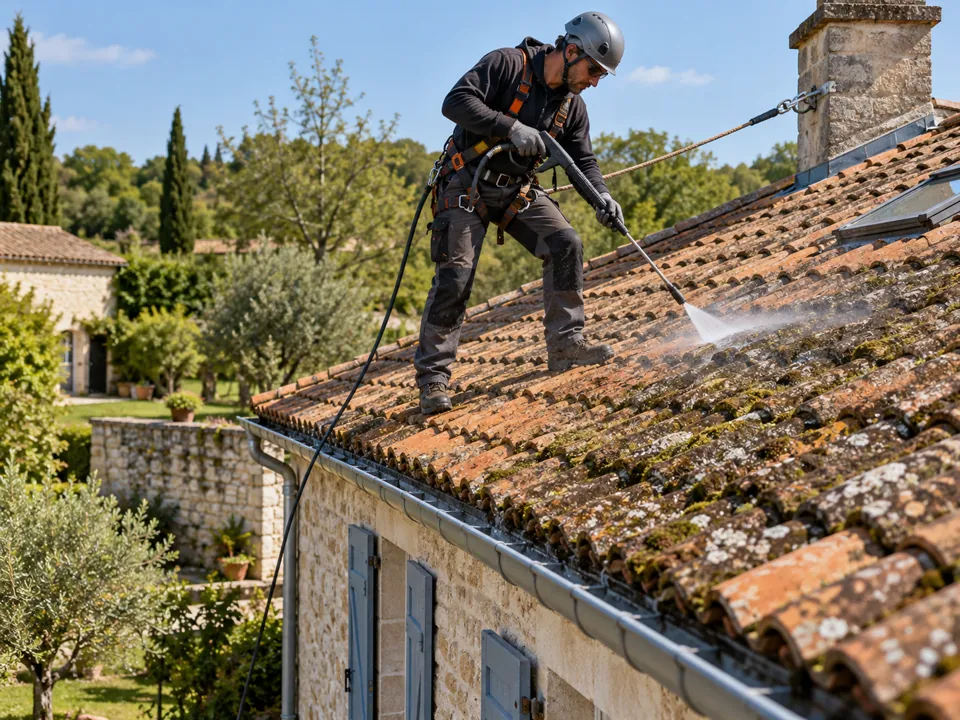 Nettoyer les tuiles à Châteaubernard avec une méthode adaptée Illustration pour Châteaubernard : Nettoyer les tuiles à Châteaubernard avec une méthode adaptée.