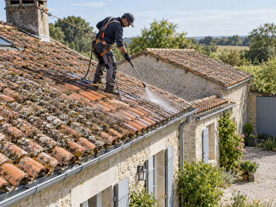 Illustration pour Médis : Choisir un entretien respectueux des tuiles à Médis.