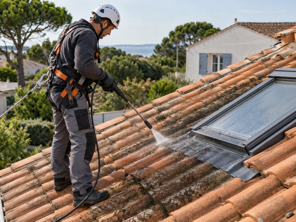Illustration pour Saint-Georges-de-Didonne : À Saint-Georges, entretenir les tuiles autour des ouvertures.