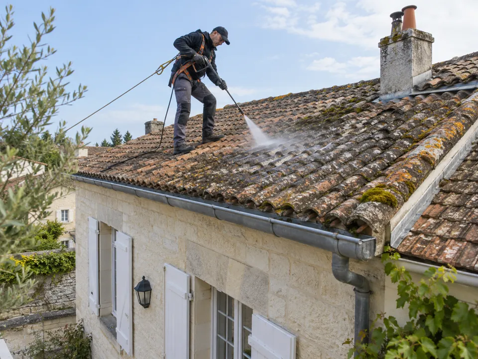 Illustration pour Soyaux : Nettoyer le toit à Soyaux en protégeant les zones sensibles.