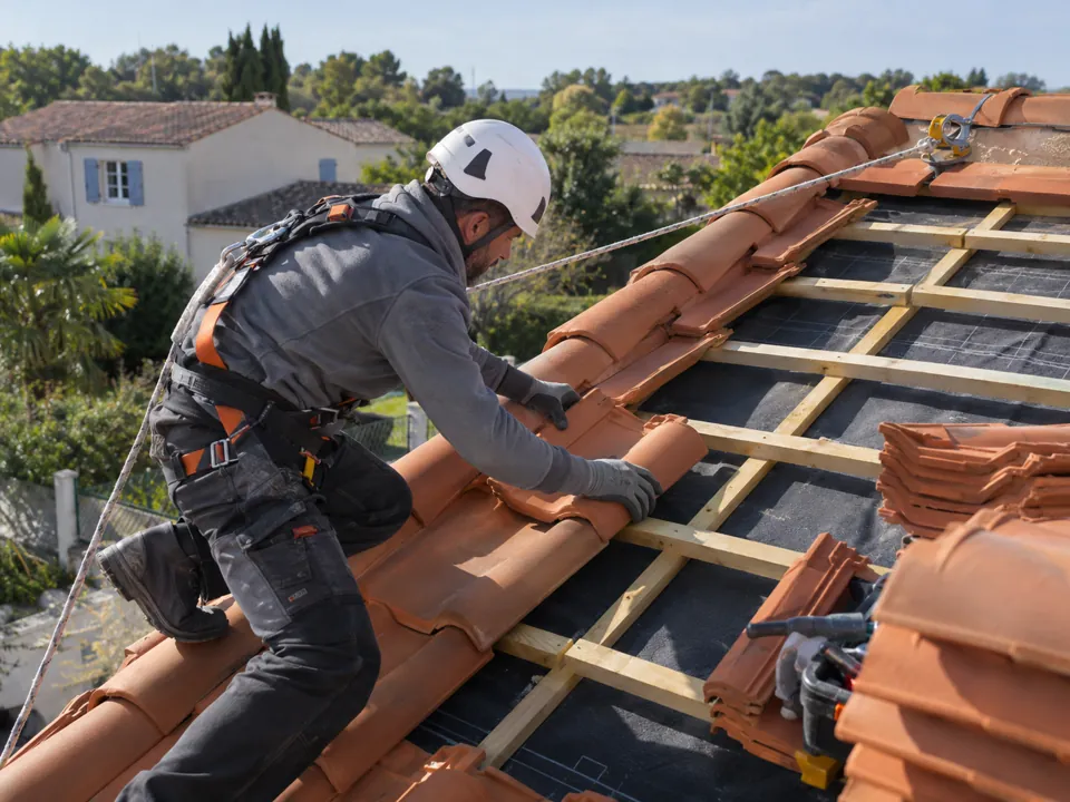 Illustration pour Breuillet : À Breuillet, refaire les tuiles sur une base contrôlée.