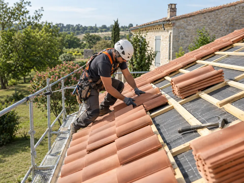 Refaire une couverture à Châteaubernard, des supports aux tuiles Illustration pour Châteaubernard : Refaire une couverture à Châteaubernard, des supports aux tuiles.